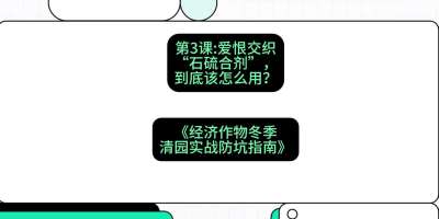 第3节：【核武药剂】爱恨交织的&ldquo;石硫合剂&rdquo;，到底该怎么用？，课程：《经济作物冬季清园&middot;实战防坑指南》#识农AI