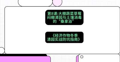 第8节：【大棚蔬菜草莓】闷棚清园与土壤消毒的&ldquo;桑拿浴&rdquo;，课程：《经济作物冬季清园&middot;实战防坑指南》#识农AI